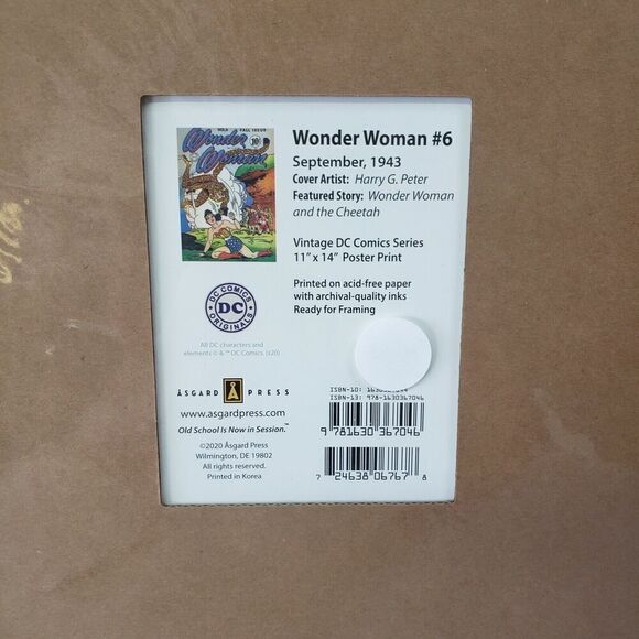 Wonder Woman #6 1943 Vintage DC Comic Series 11"X14" Poster Print - Picture 2 of 2